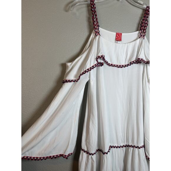 Anthropologie‎ Red Garter Open Shoulder Cover Up Dress White Womens Medium 8 - Picture 2 of 10
